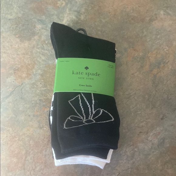 kate spade Shoes - Kate Spade Black and White Crew Socks 3 Pack NWOT